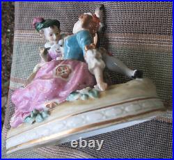 Antique Victorian German Dresden Style Porcelain Figurine Couple Love Music