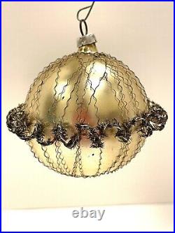 Antique W German Blown Glass Christmas Ornament Set Of 5 Wire Wrapped Design 3