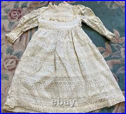 Antique White Cotton Dress For French Or German Bisque Doll Or Early Doll