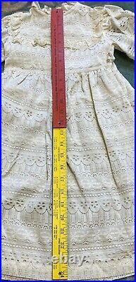 Antique White Cotton Dress For French Or German Bisque Doll Or Early Doll