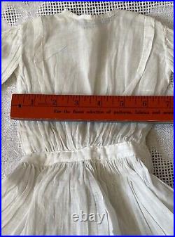 Antique White Cotton Fine Dress for French or German Bisque Doll Or Early Doll