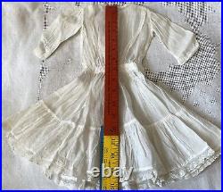 Antique White Cotton Fine Dress for French or German Bisque Doll Or Early Doll