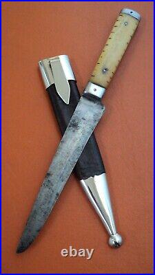 Antique early XXc german dagger creole knife bone scales german silver gaucho