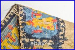 EARLY 1800s ANTIQUE NORTH GERMAN EMBROIDERY TEXTILE PILLOW COVER RUG MAT