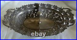 EARLY 19th CENTURY 12 LOTH GERMAN SILVER BASKET WithGRAPES -2 COMPARTMENTS-314 gr