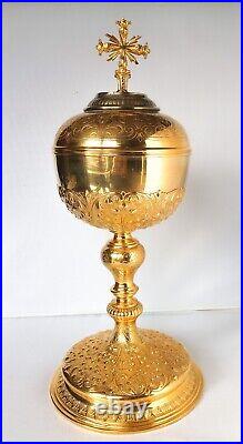 Early 1900's Antique German Silver Cup Embellished Ciborium Chalice