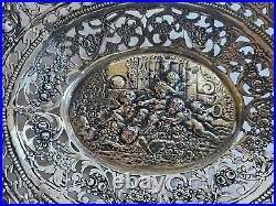 Early 1900's German 800 Silver Pierced Openwork Footed Oval decorative Bowl