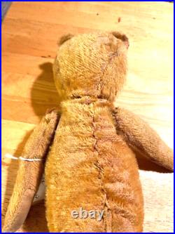 Early 1900s 16 Golden Mohair Straw Stuffed Fully Poseable German Bear With Glas