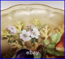 Early 20th Century Antique German HP Decorative Plate Pears Plums Flowers 11.5