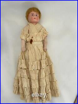 Early Antique German Bisque Mignonette Bride and Groom Dolls Original Old Outfit