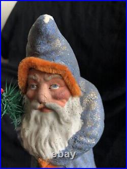 Early Antique German Santa Belsnickle Belsnickel Blue And Orange Two Tone-1900s