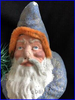 Early Antique German Santa Belsnickle Belsnickel Blue And Orange Two Tone-1900s