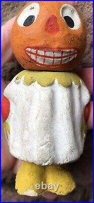 Early Antique Halloween 4 German Pumpkin Head Girl Candy Container Halloween