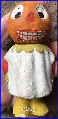 Early Antique Halloween 4 German Pumpkin Head Girl Candy Container Halloween