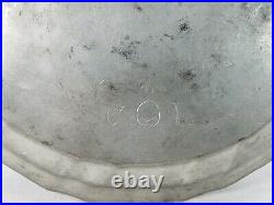 Early Antique Signed German Pewter Plate Scalloped Border
