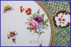 Early French or German Dinner Plate Flowers Insects Antique Old Paris Porcelain