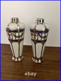 Early RARE Art Nouveau Jugendstil German Vases 1890-1910 1000 Silver Porcelain