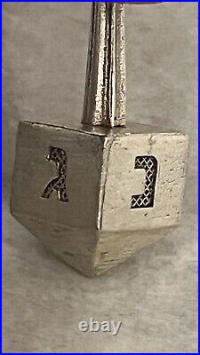 Exquisite Antique Jewish German Silver Dreidel Spining Toy, Purim Feast Hebrew