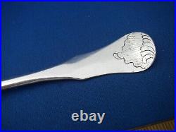 Fine EARLY 18th C GERMAN Silver TABLESPOON-Rococo Engraved Shells, Marked HB