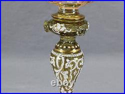 Fritz Heckert German White & Gold Enameled Pale Amber & Green Hock Wine Glass B