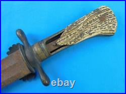 German Germany Early 19 Century Antique Old Hunting Stag Dagger Short Sword