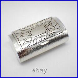 Hammered Oval Snuff Box German 835 Silver