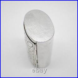 Hammered Oval Snuff Box German 835 Silver