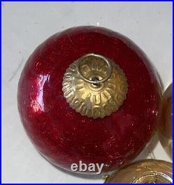 Kugel Early German Red Christmas Ornament Hand Blown 3