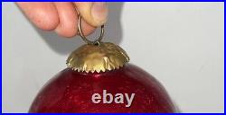 Kugel Early German Red Christmas Ornament Hand Blown 3