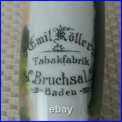 Large Antique Early 1900s German Hand Painted Porcelain Pipe