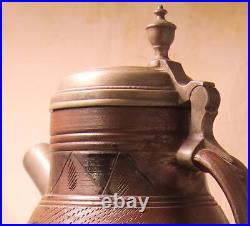 Large Antique Early German Beer Stein Muskau Tullenkanne Spouted Pitcher c. 1820s