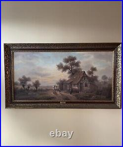 Large Antique German oil painting Signed By Konig. Early 20th Century