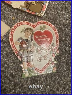 Lot 40+ Antique VTG German, USA Valentine Cards Die Cut Very Early
