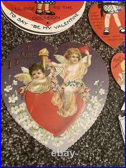 Lot 40+ Antique VTG German, USA Valentine Cards Die Cut Very Early