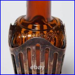 Maggi Antique Sauce Amber Glass Sterling Silver German Early Plastic Bottle 6h