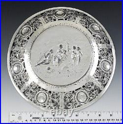 Nice German 800-850 Silver Reticulated Harvest Scene Plate 1800s/early 1900s