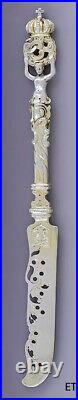 Ornate late 1800s/early 1900s German. 850 Silver Fish / Dessert Knife 8.5