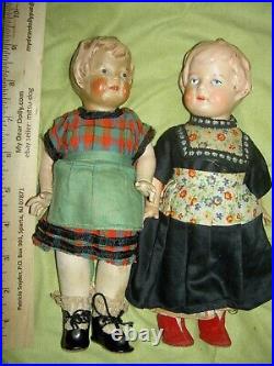 RARE pair Antique, 9 tall, German HANSI, Haralit Art dolls, Wagner & Zetsche