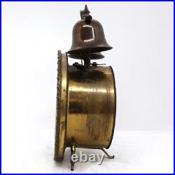 Rare Antique Early German Brass and Glass Twin-Bell Alarm Desk Clock