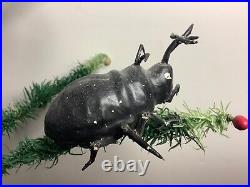 Rare Antique German Bug Halloween Spun Cotton Duel Holiday Decoration-ornament