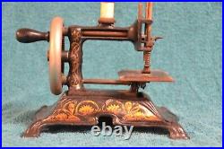 Rare Early Fancy Antique German Cast Iron Childs Hand Crank Sewing Machine