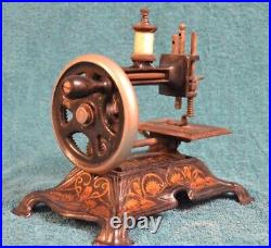 Rare Early Fancy Antique German Cast Iron Childs Hand Crank Sewing Machine