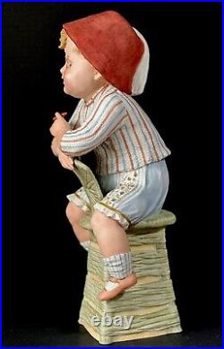 Rare Grand Size 16 Antique German Gebrüder Heubach Bisque Smoking Boy Figurine