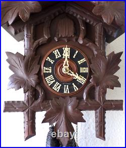 Stunning Working Antique German Eduard Herr Black Forest Carved Cuckoo Clock