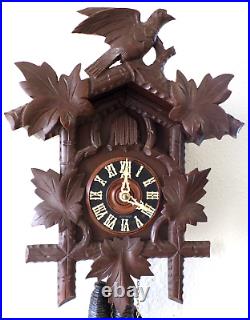 Stunning Working Antique German Eduard Herr Black Forest Carved Cuckoo Clock
