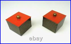 Very Rare Original Pair German Bauhaus De Stijl Tin Jewelry Art Deco Boxes 1925