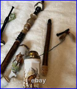Vintage German early 1900's Antique Tobacco long Smoking Pipes 2 pipes w bowls