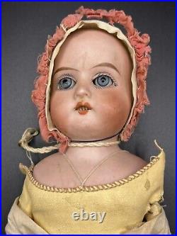 Vtg 1900s Armand Marseille German Ceramic Bisque Doll Leather Jointed Body